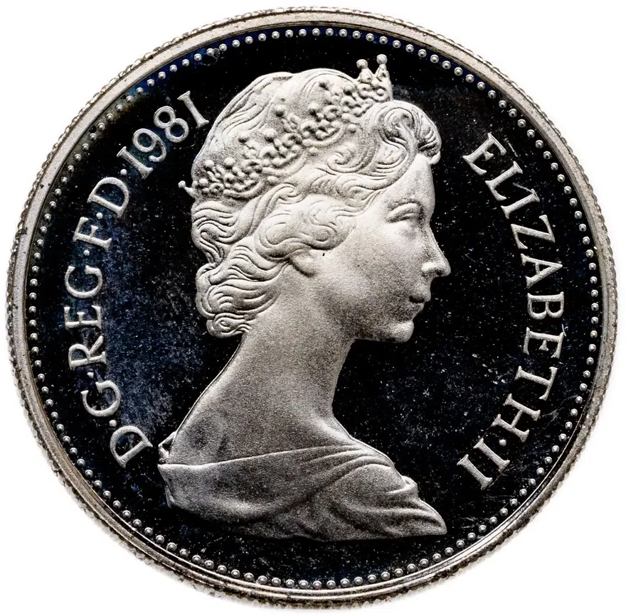 Великобритания 5 новых пенсов (new pence) 1981 Proof, реверс