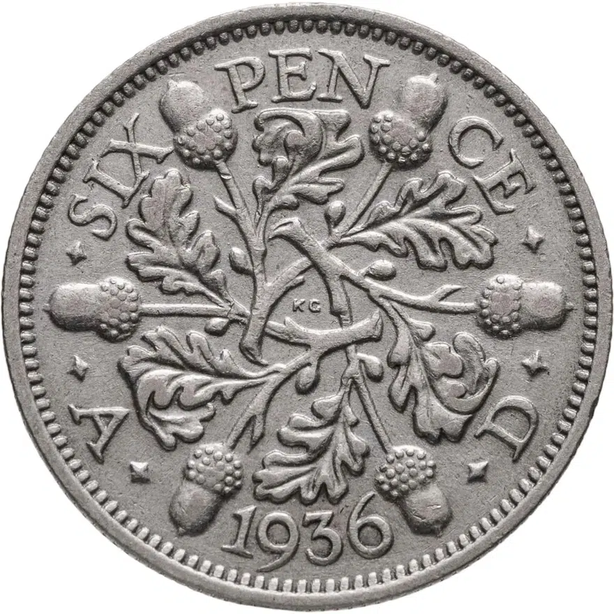 Великобритания 6 пенсов (pence) 1936, реверс