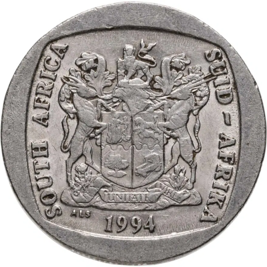 ЮАР 5 рандов (рэндов, rand) 1994, реверс