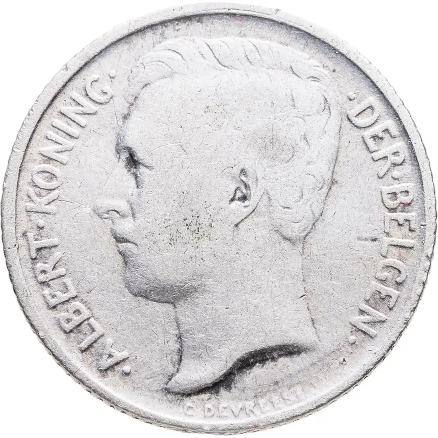 Бельгия 50 сантимов (centimes) 1910  Надпись на голландском - 'ALBERT KONING DER BELGEN'