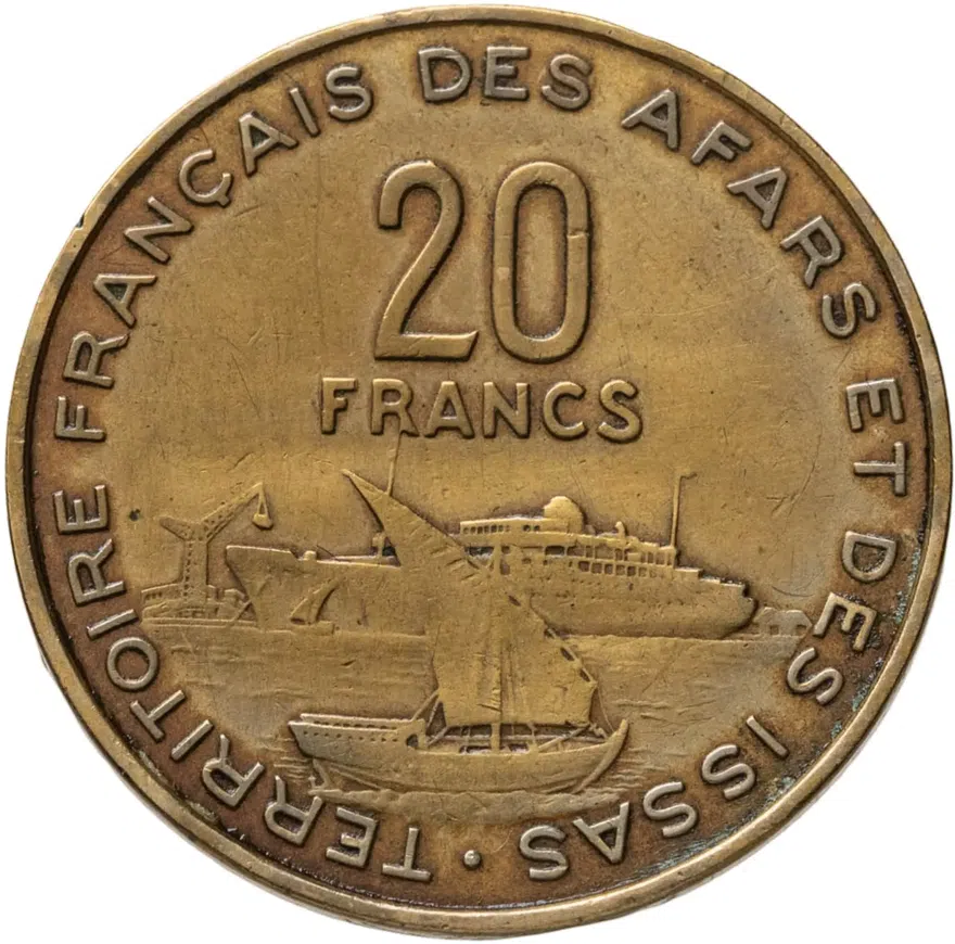 Французские территории Афар и Исса 20 франков (francs) 1975, реверс