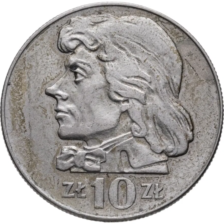 Польша 10 злотых (zlotych) 1970   регулярный чекан, аверс