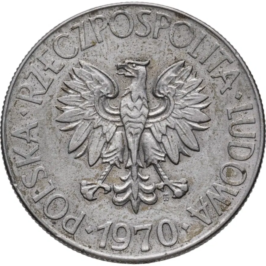 Польша 10 злотых (zlotych) 1970   регулярный чекан, реверс