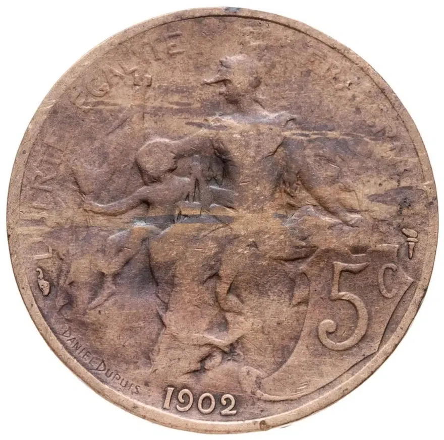 Франция 5 сантимов (centimes) 1902, аверс