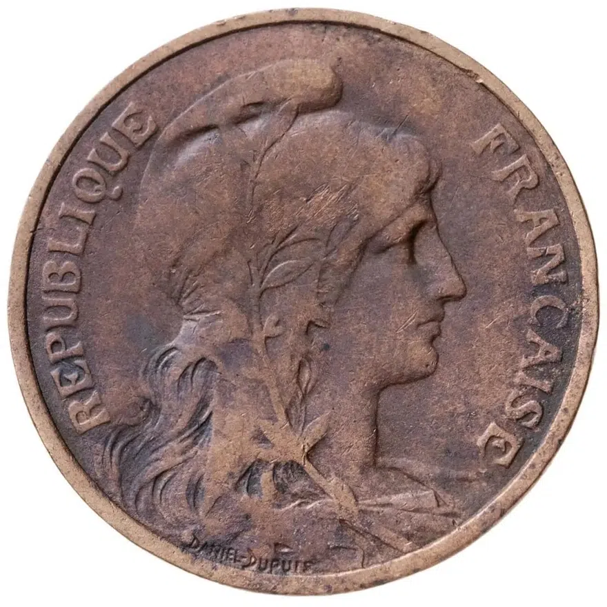 Франция 5 сантимов (centimes) 1902, реверс