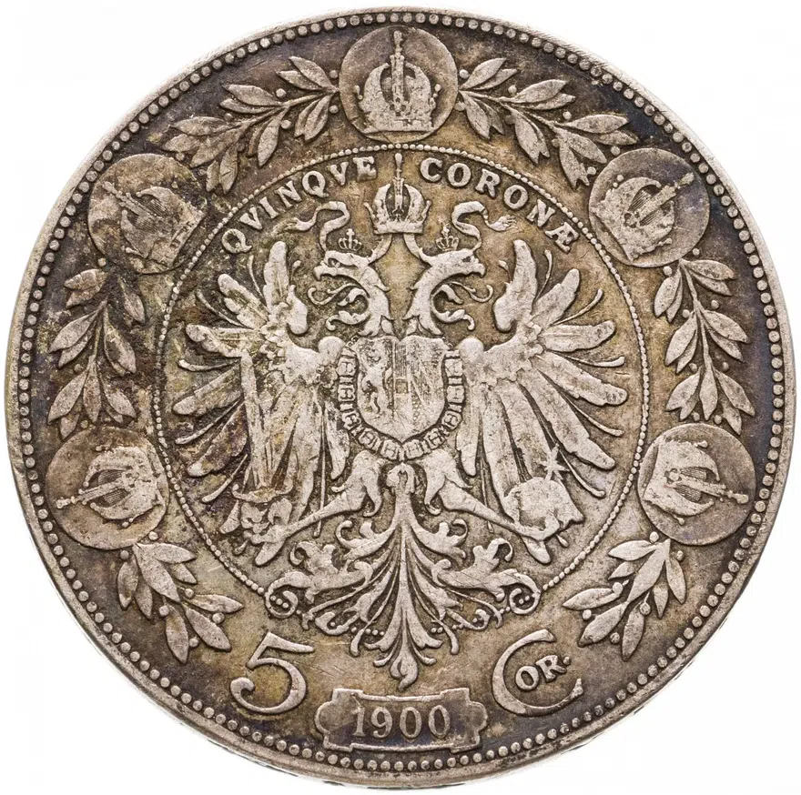 Австрия 5 крон (corona) 1900, реверс