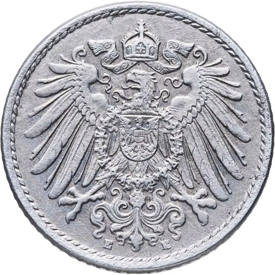 Германия 5 пфеннигов (pfennig) 1921 E  знак монетного двора: "E" - Мульденхюттен, реверс