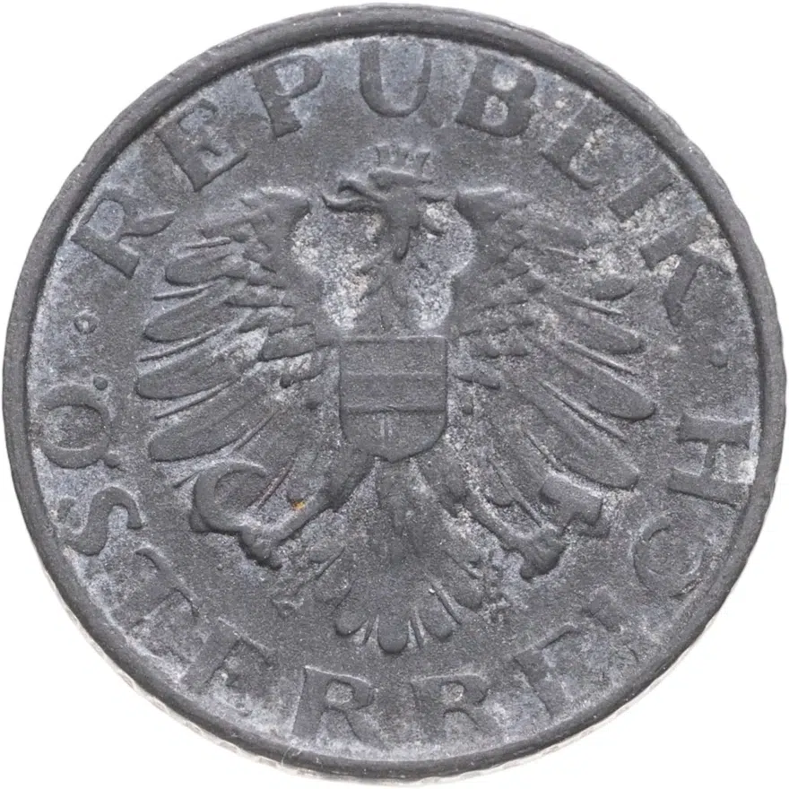 Австрия 5 грошей (groschen) 1951, реверс