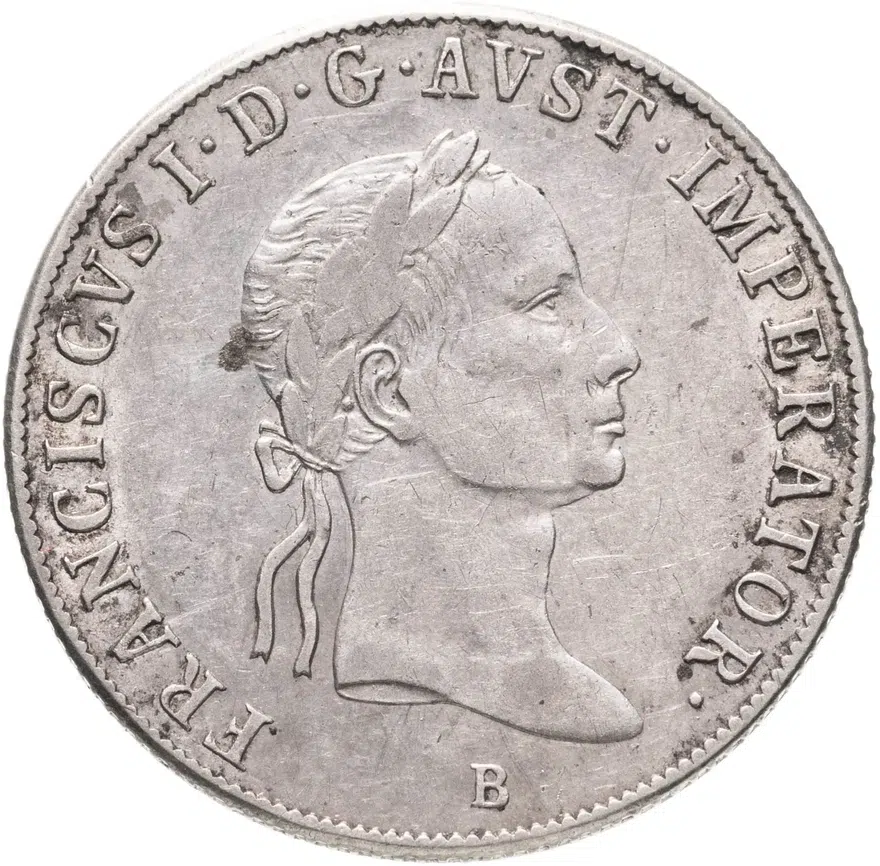 Австрия 20 крейцеров (kreuzer) 1835 B Франц I знак монетного двора "B" - Кремница