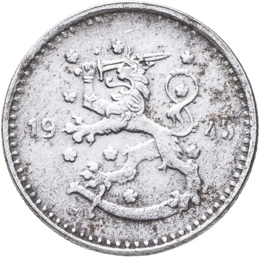 Финляндия 1 марка (markka) 1945, реверс