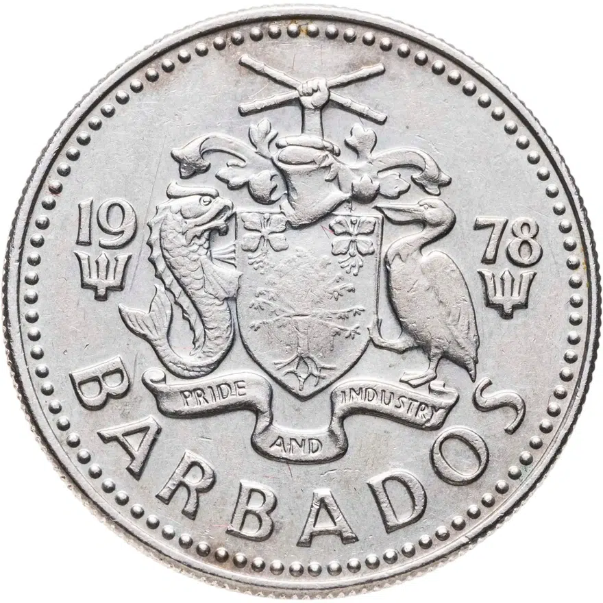 Барбадос 25 центов (cents) 1978   Без отметки монетного двора, реверс