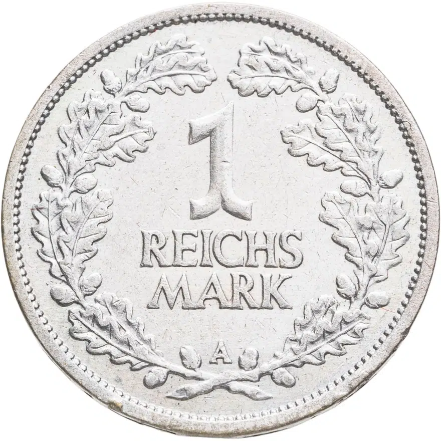 Германия 1 рейхсмарка (reichsmark) 1926 A  знак монетного двора "A" — Берлин, аверс