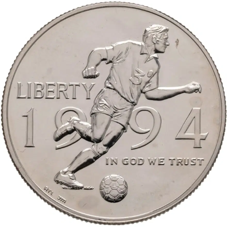 США 50 центов (1/2 доллара, half dollar) 1994 P World Cup (чемпионат мира по футболу 1994 в США) знак монетного двора "P" - Филадельфия