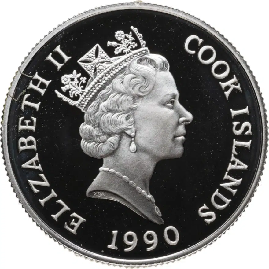 Острова Кука 10 долларов (dollars) 1990  Вымирающие виды - Слон, реверс