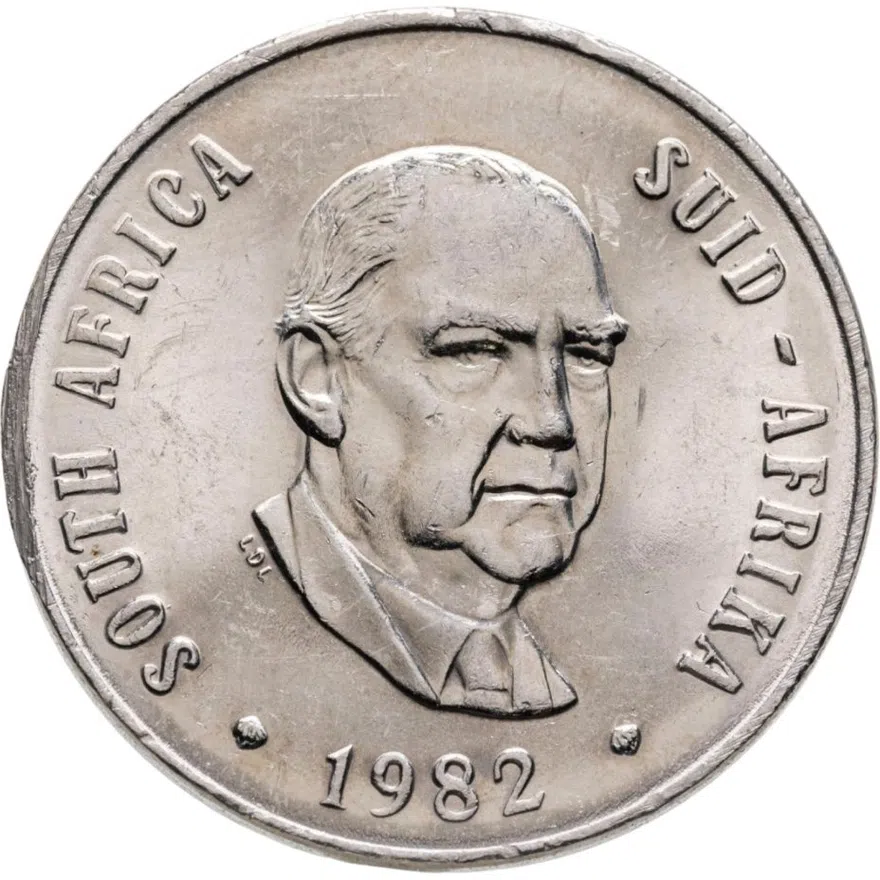 ЮАР 50 центов (cents) 1982  Окончание президентства Бальтазара Йоханнеса Форстера, реверс