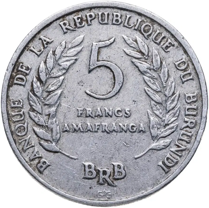 Бурунди 5 франков (francs) 1968