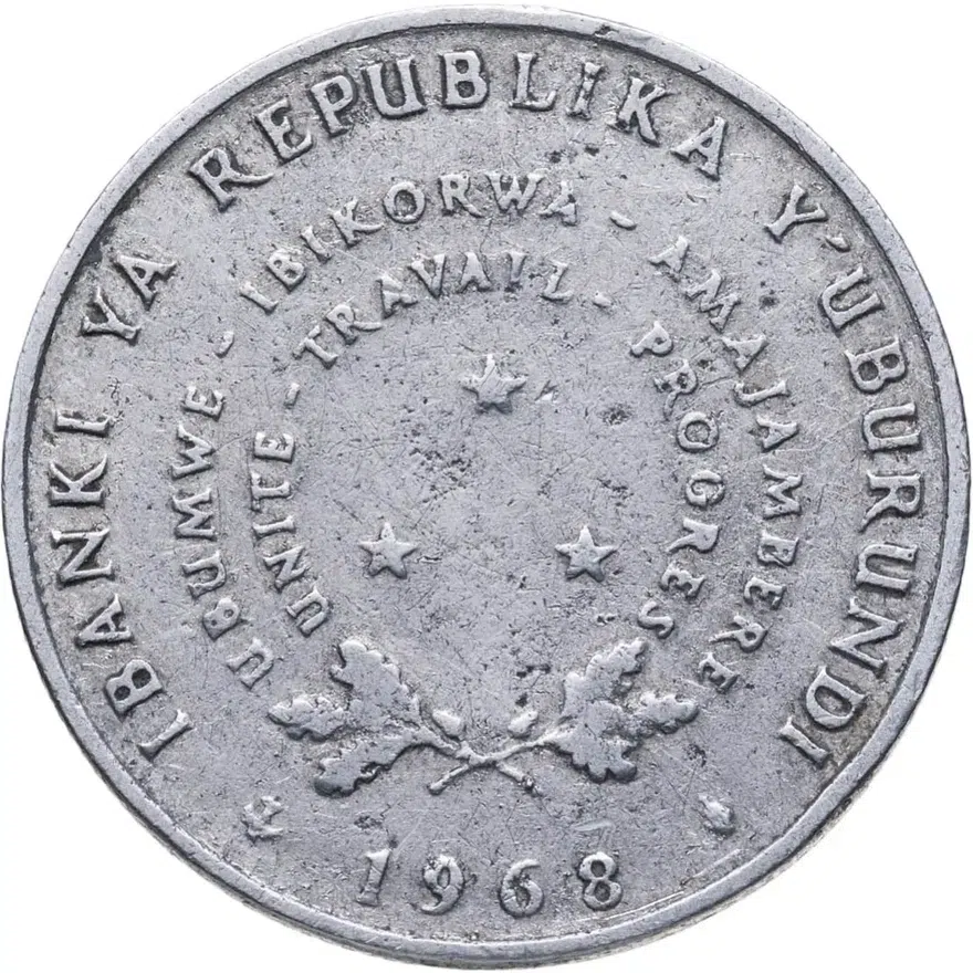 Бурунди 5 франков (francs) 1968, реверс
