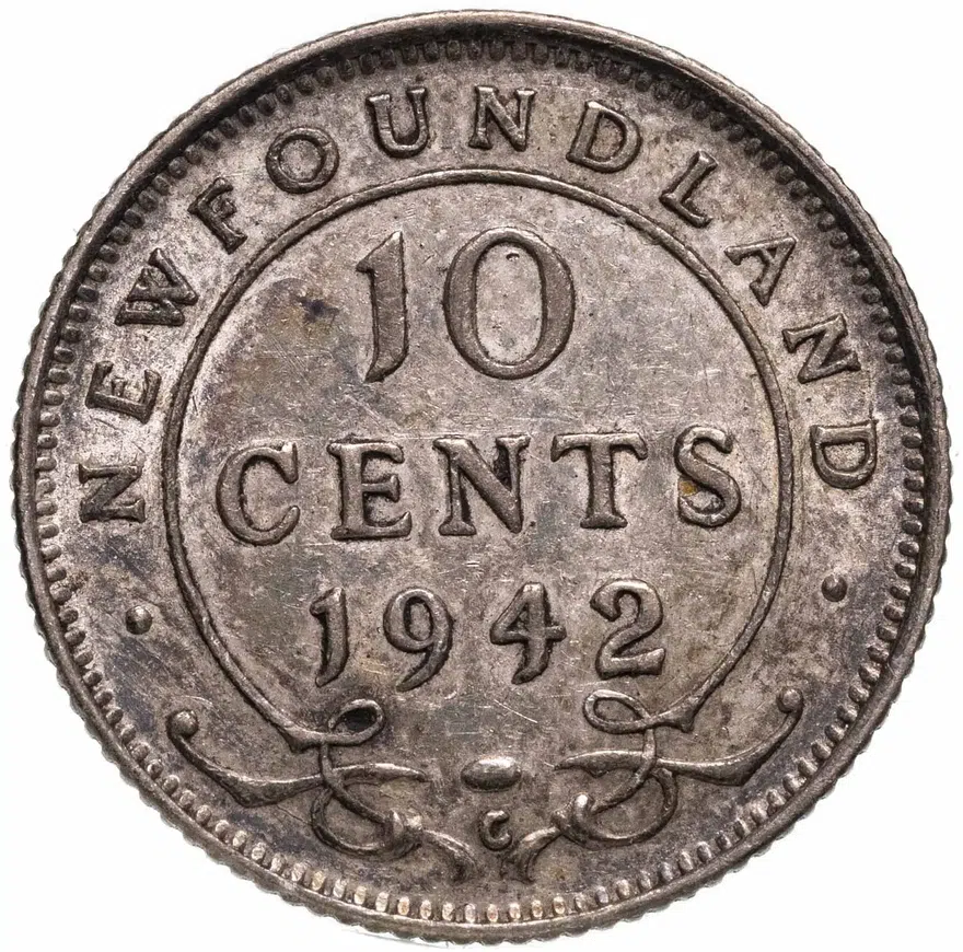 Ньюфаундленд 10 центов (cents) 1942, реверс