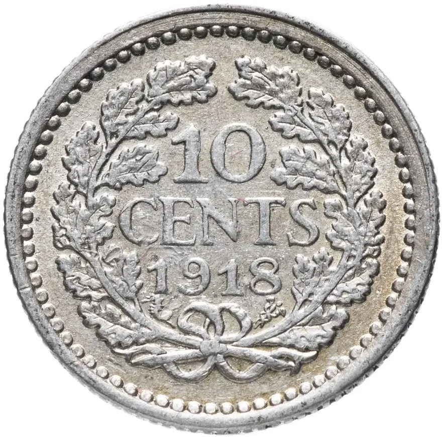 Нидерланды 10 центов (cents) 1918, реверс