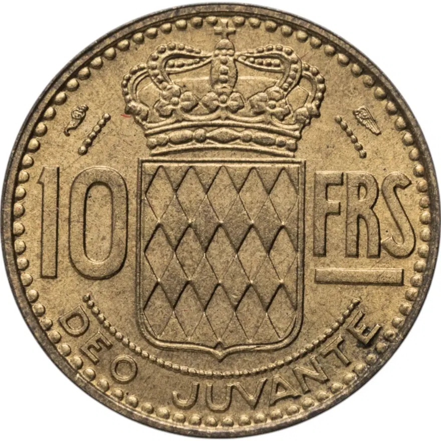Монако 10 франков (francs) 1951, реверс