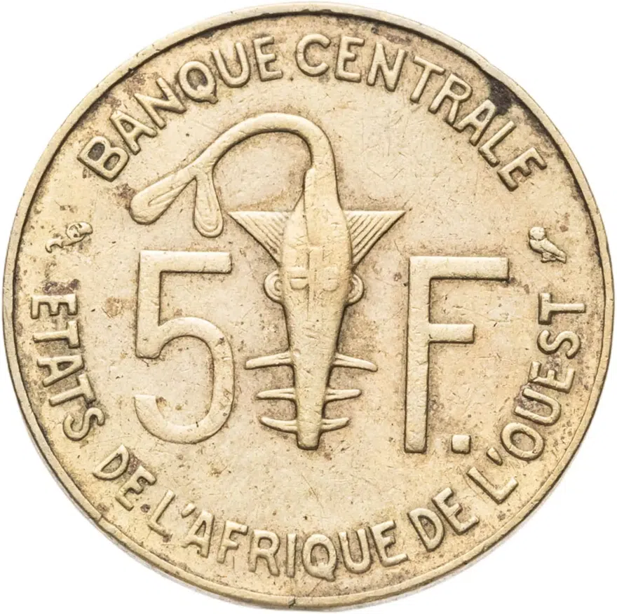 Западная Африка (BCEAO) 5 франков (francs) 1974, аверс