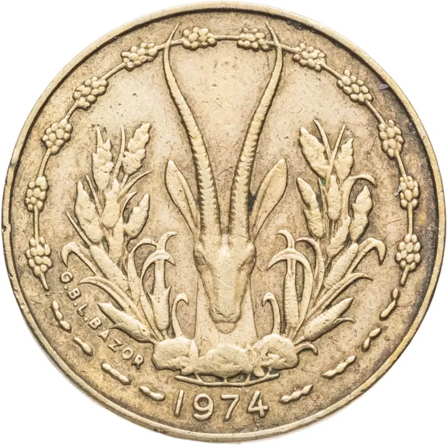 Западная Африка (BCEAO) 5 франков (francs) 1974, реверс