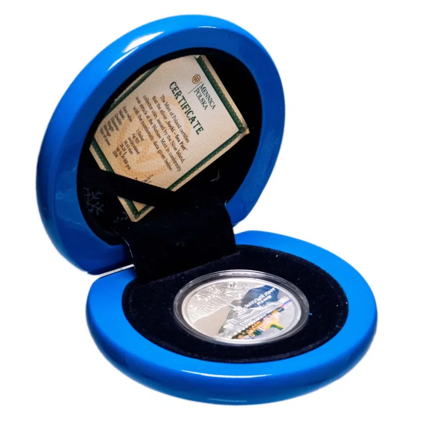 Ниуэ 1 доллар (dollar) 2008  Сочи - аэропорт, в футляре с сертификатом, реверс