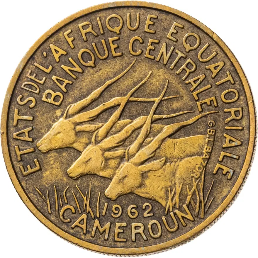 Экваториальная Африка и Камерун 25 франков (francs) 1962, реверс