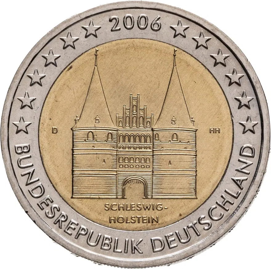 Германия 2 евро 2006 Федеральные земли Германии: Шлезвиг-Гольштейн знак монетного двора "D" - Мюнхен