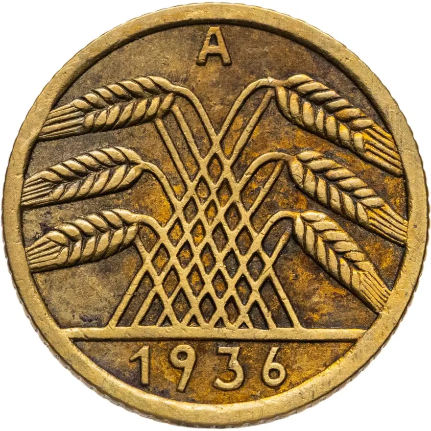 Германия 5 рейхспфеннигов (reichspfennig) 1936, знак монетного двора "A" — Берлин, аверс