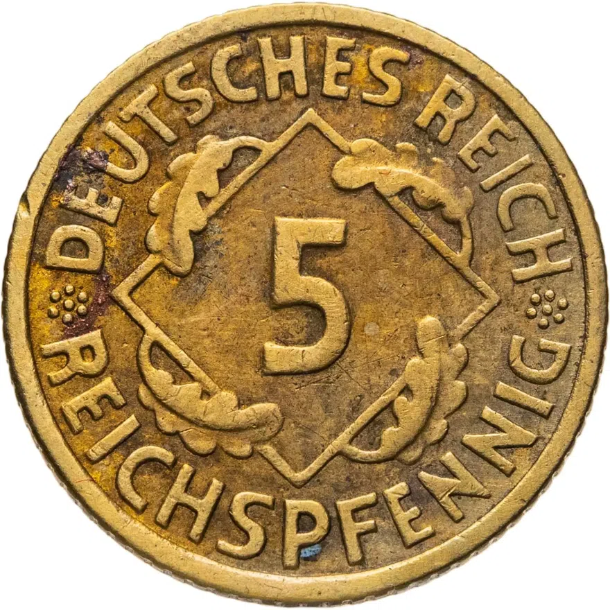 Германия 5 рейхспфеннигов (reichspfennig) 1936, знак монетного двора "A" — Берлин, реверс