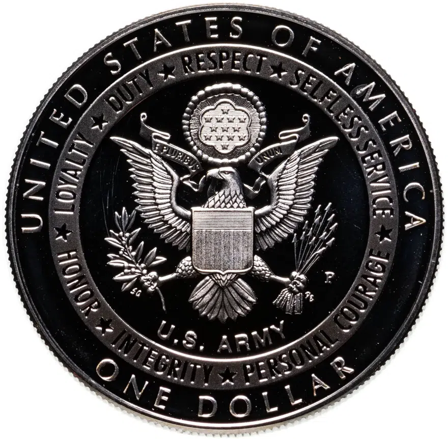 США 1 доллар (dollar) 2011 "Армия США" с сертификатом, реверс