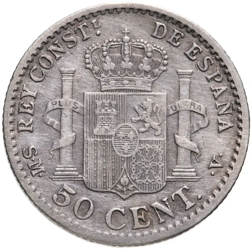 Испания Альфонс XIII 50 сентимо 1904, реверс