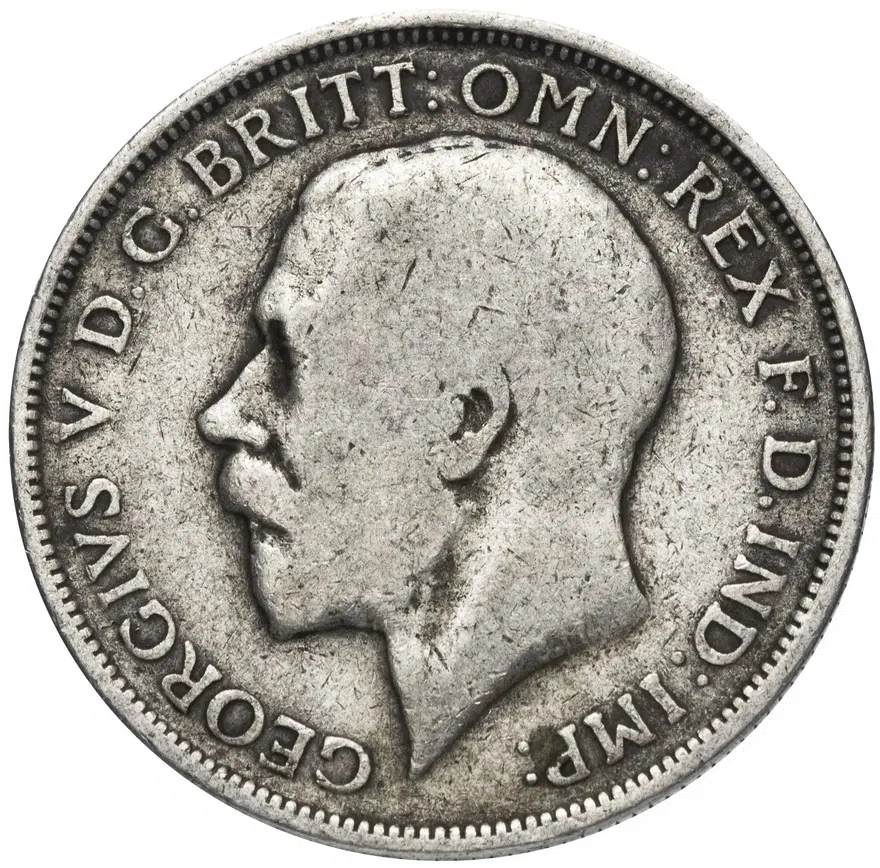 Великобритания 2 шиллинга (флорин, shillings) 1917, аверс