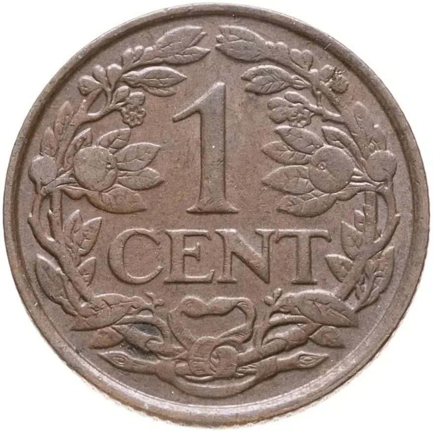 Нидерланды 1 цент (cent) 1931, аверс