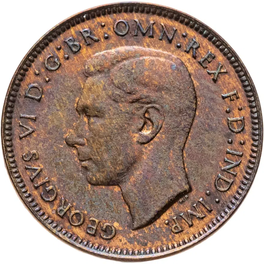 Великобритания 1 фартинг (farthing) 1941, аверс
