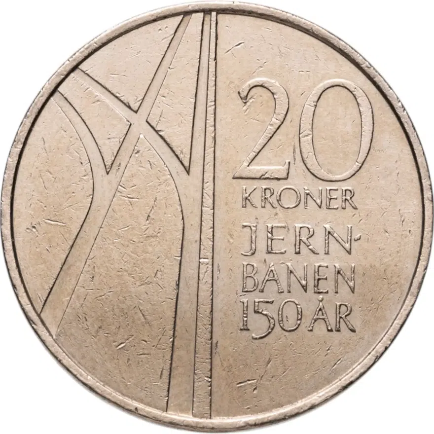 Норвегия 20 крон (kroner) 2004  150 лет первой Норвежской железной дороге, реверс
