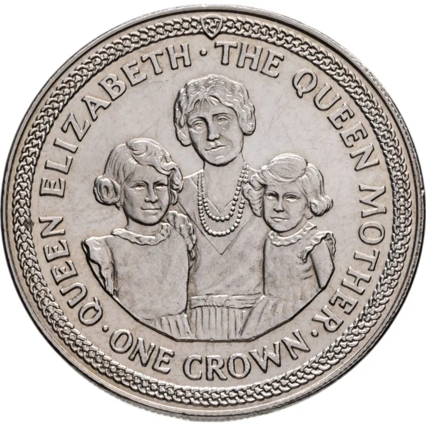 Остров Мэн 1 крона (crown) 1990 Королева-мать, реверс