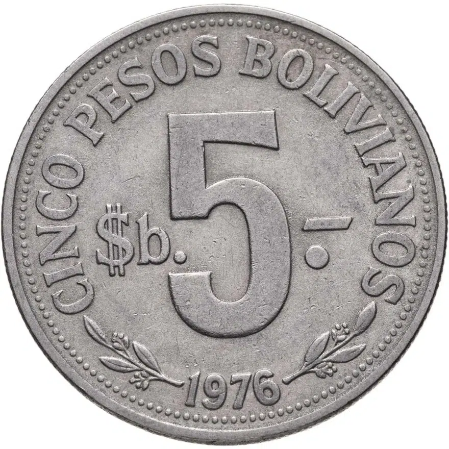 Боливия 5 песо (pesos) 1976