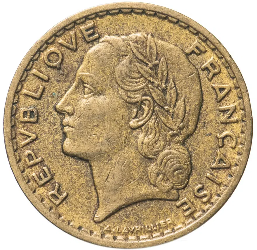 Франция 5 франков (francs) 1940, реверс