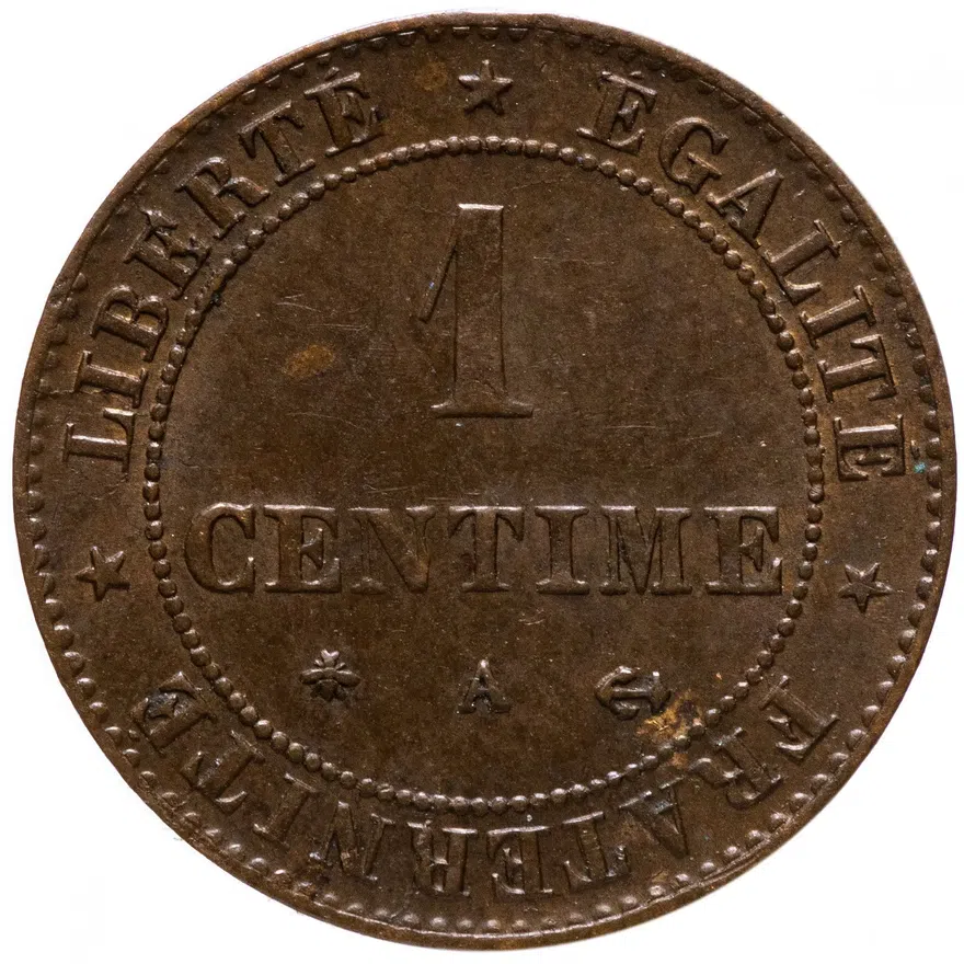 Франция 1 сантим (centime) 1879, реверс