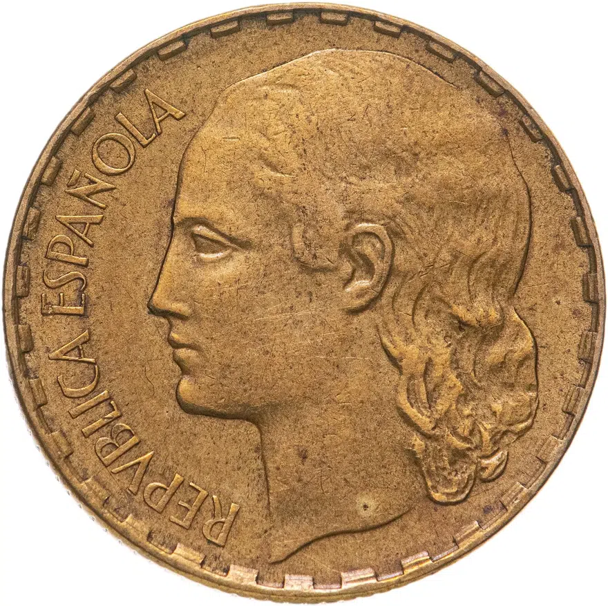 Испания 1 песета (peseta) 1937, реверс