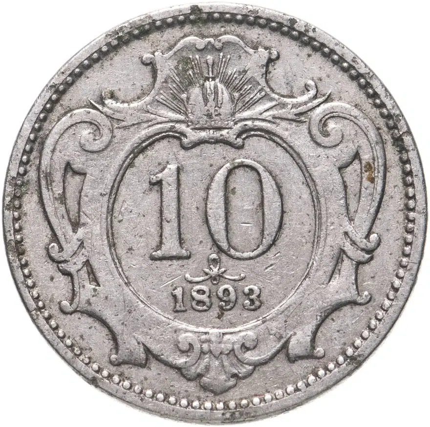 Австрия 10 геллеров (heller) 1893, реверс