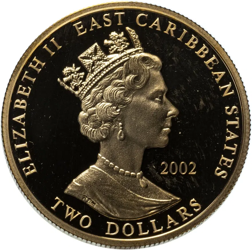 Восточные Карибы 2 доллара (dollars) 2002  Британские полководцы - Артур Уэлсли, 1-й герцог Веллингтон, реверс