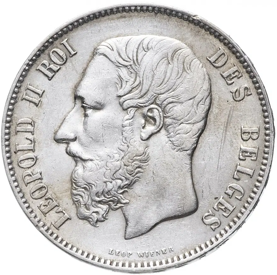 Бельгия 5 франков (francs) 1875