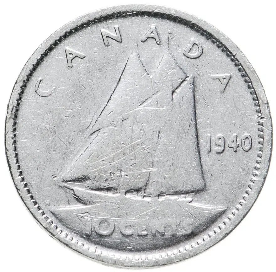 Канада 10 центов 1940, аверс