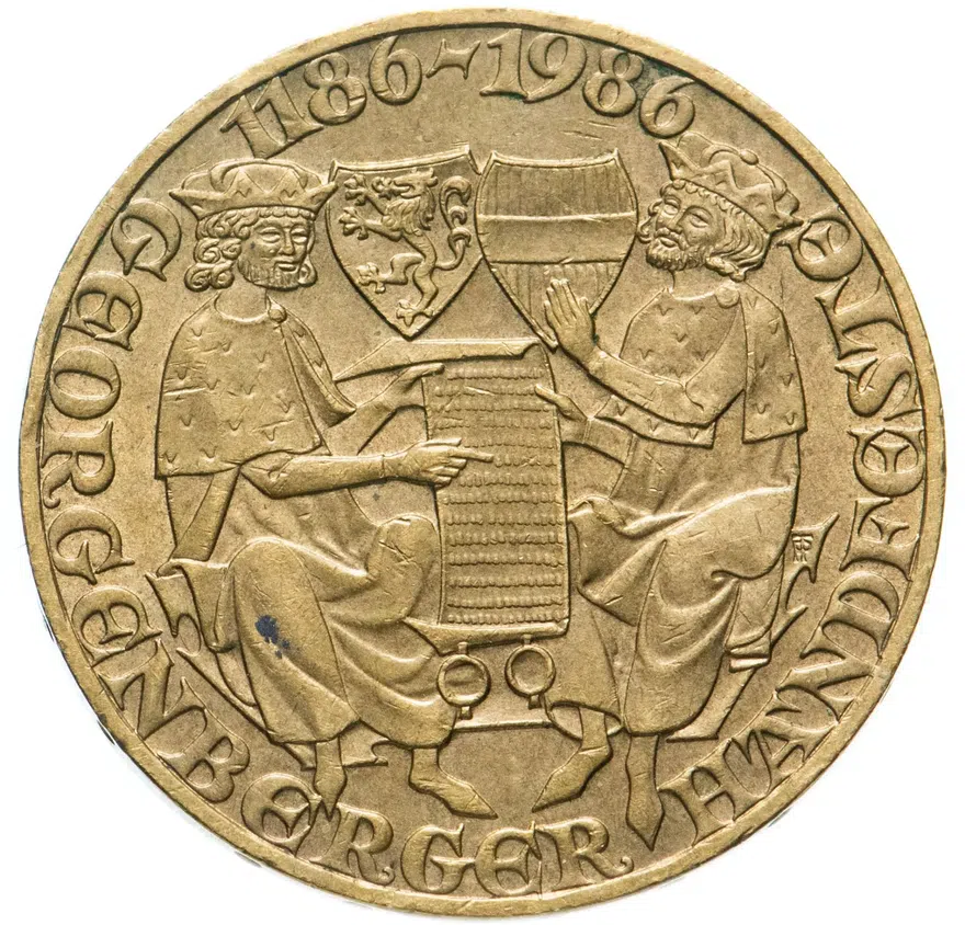 Австрия 20 шиллингов (shillings) 1986 "800 лет со дня подписания Санкт-Георгенбергского договора"
