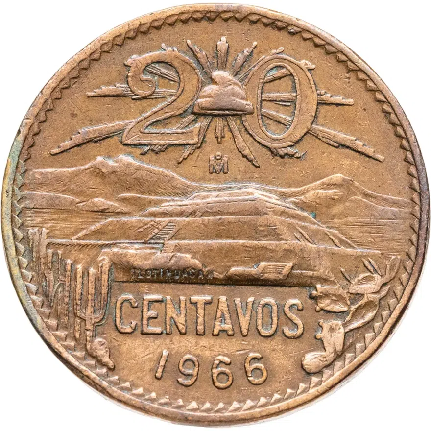Мексика 20 сентаво (centavos) 1966, аверс