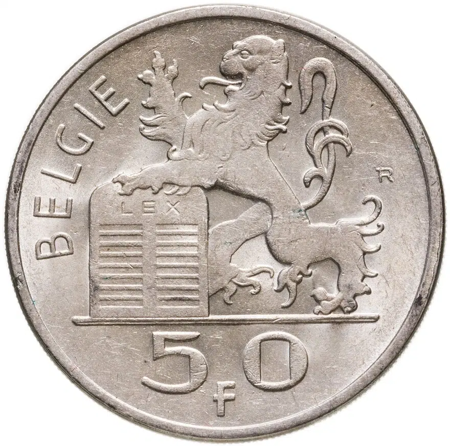 Бельгия 50 франков (francs) 1950   надпись на голландском - 'BELGIE', реверс