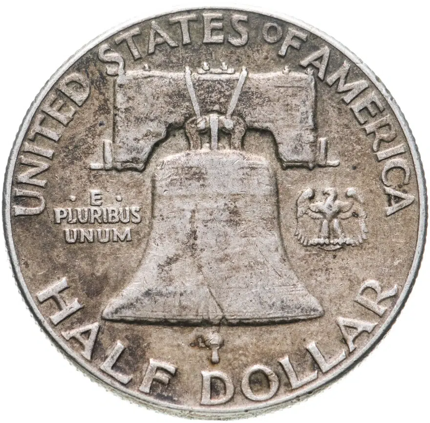 США 50 центов (1/2 доллара, half dollar) 1950  Franklin Half Dollar Без отметки монетного двора, реверс